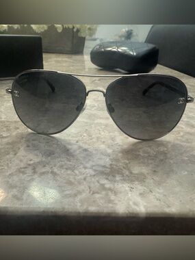 Chanel Aviator Sunglasses with Dark Gray Lenses